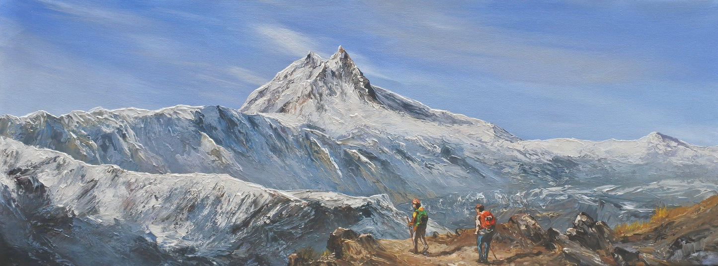 Mt. Manaslu with trekkers