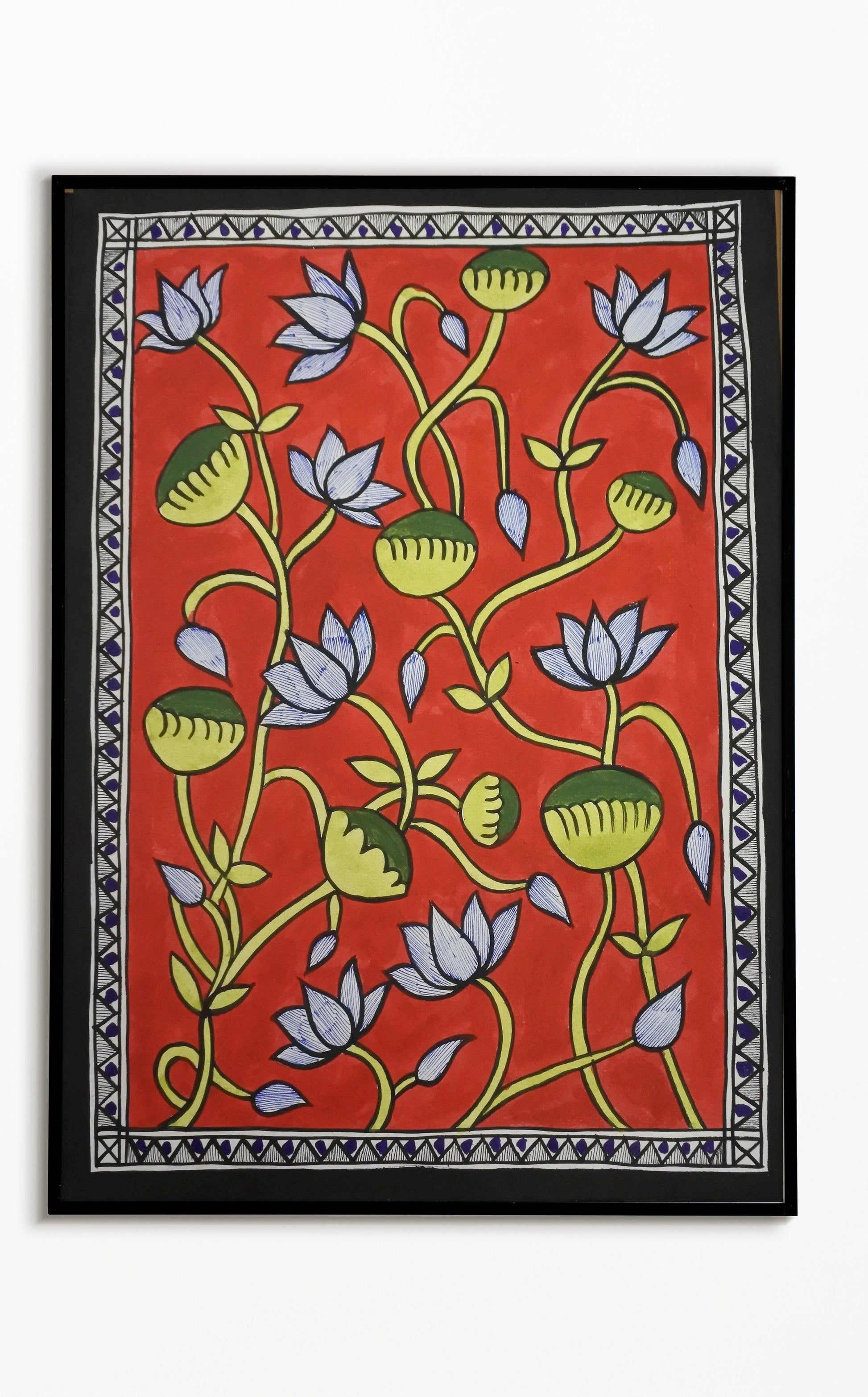 Mithila Art. Colorful Art, Botanical Art, Flowers, Madhubani Art