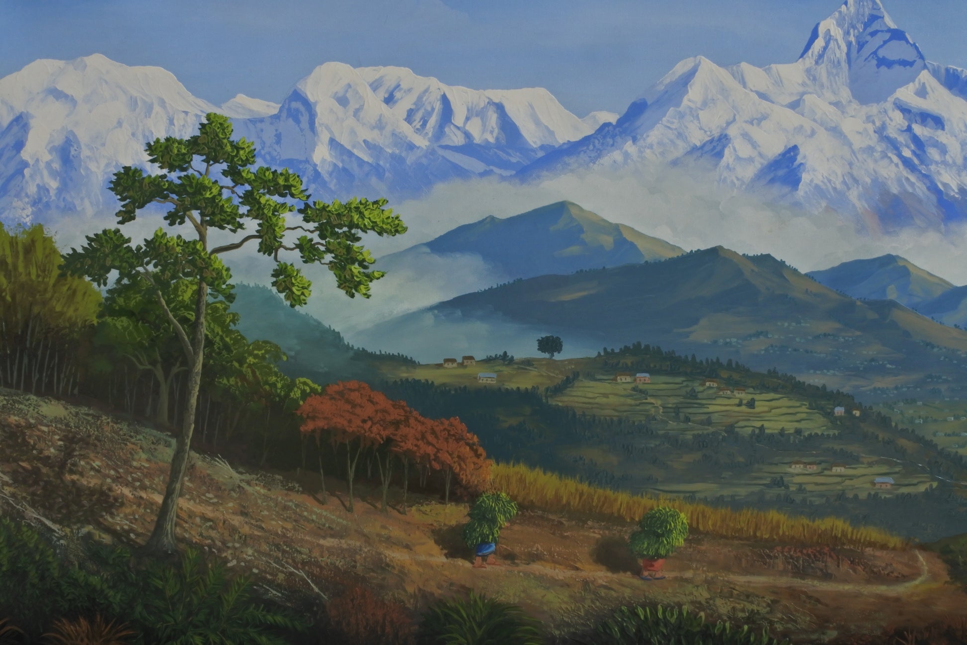 Villages of Pokhara, Nepal , Landscape Painting