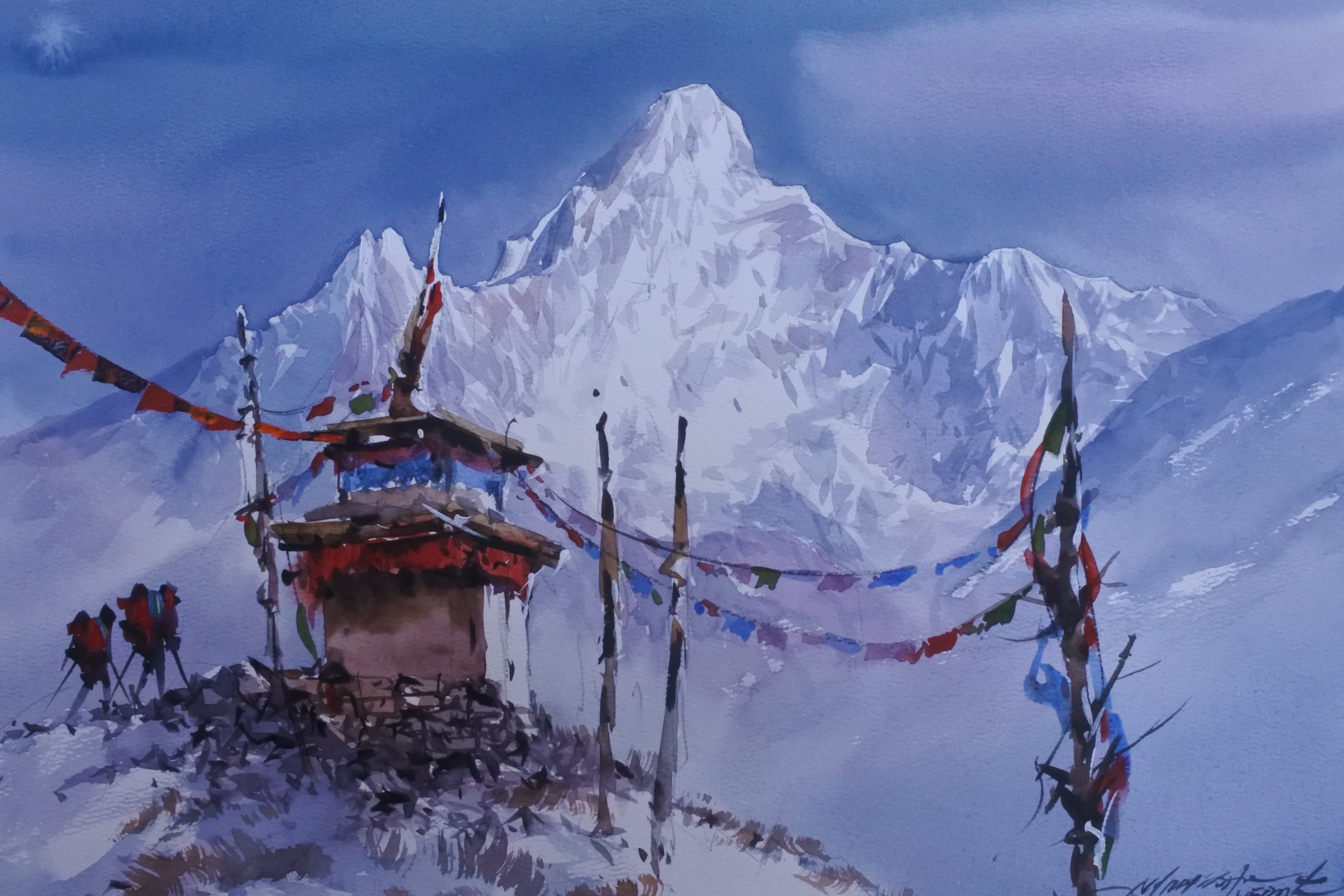 Mount Ama Dablam - Original Hand-Painted Watercolor