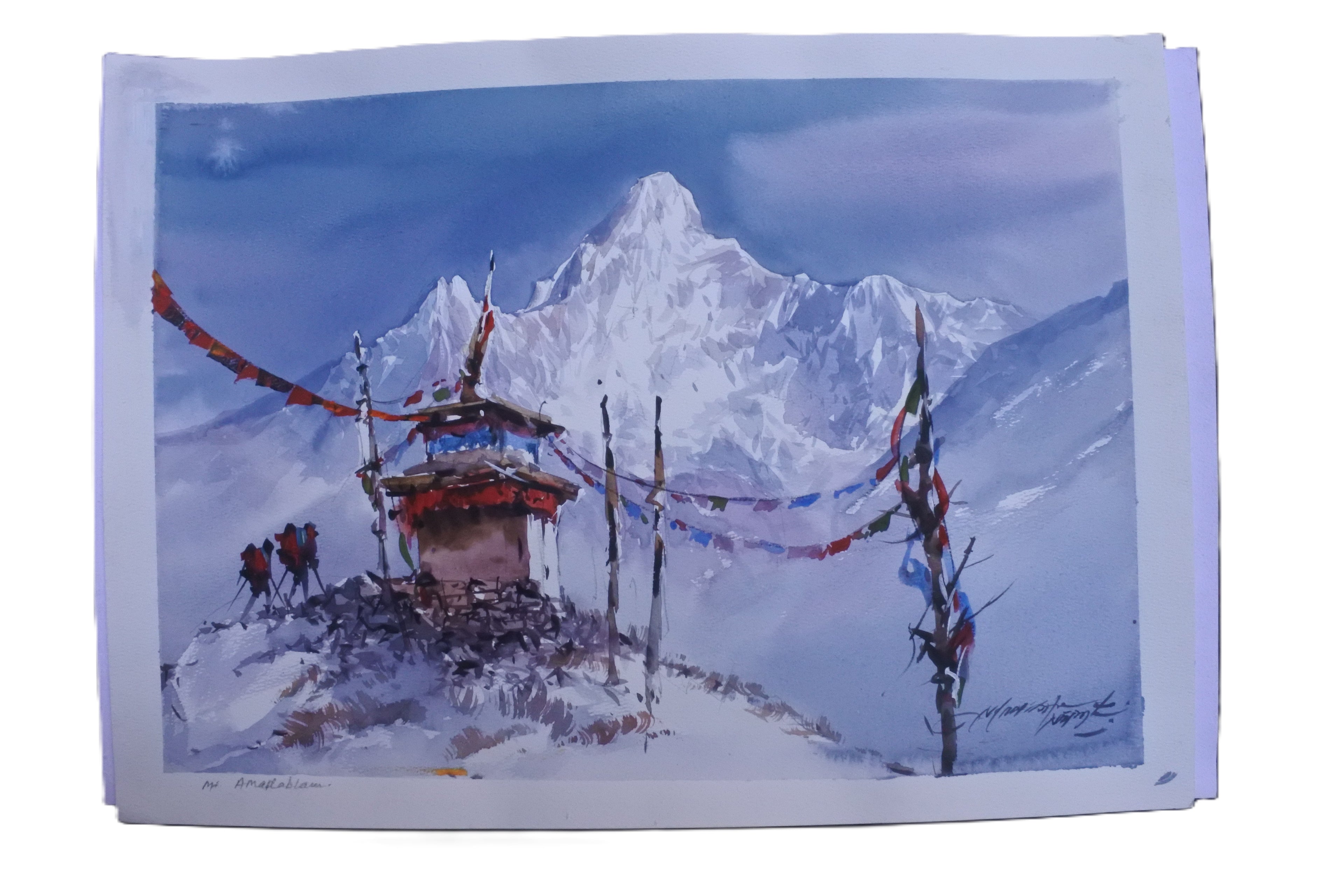 Mount Ama Dablam - Original Hand-Painted Watercolor