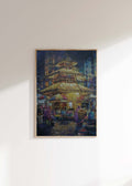Handmade Kathmandu Nepal painting inspired by Annapurna Temple in Asan, featuring traditional Newari temple architecture and the historic streets of Kathmandu.