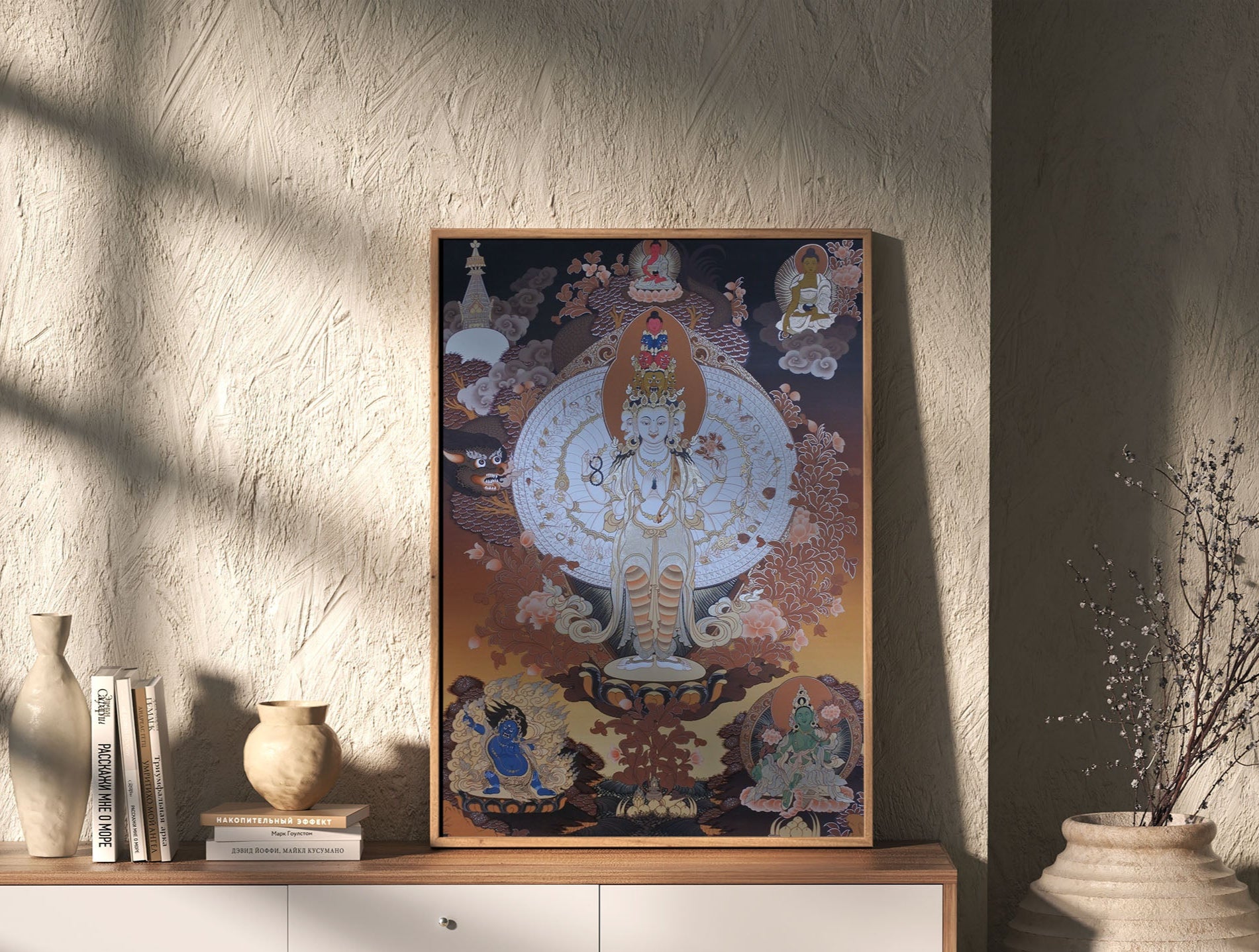Lokeshwor painting, Avalokiteshvara art, handmade Buddhist art, compassion Buddha painting, Nepali thangka, spiritual home decor, bodhisattva artwork, sacred art Nepal.