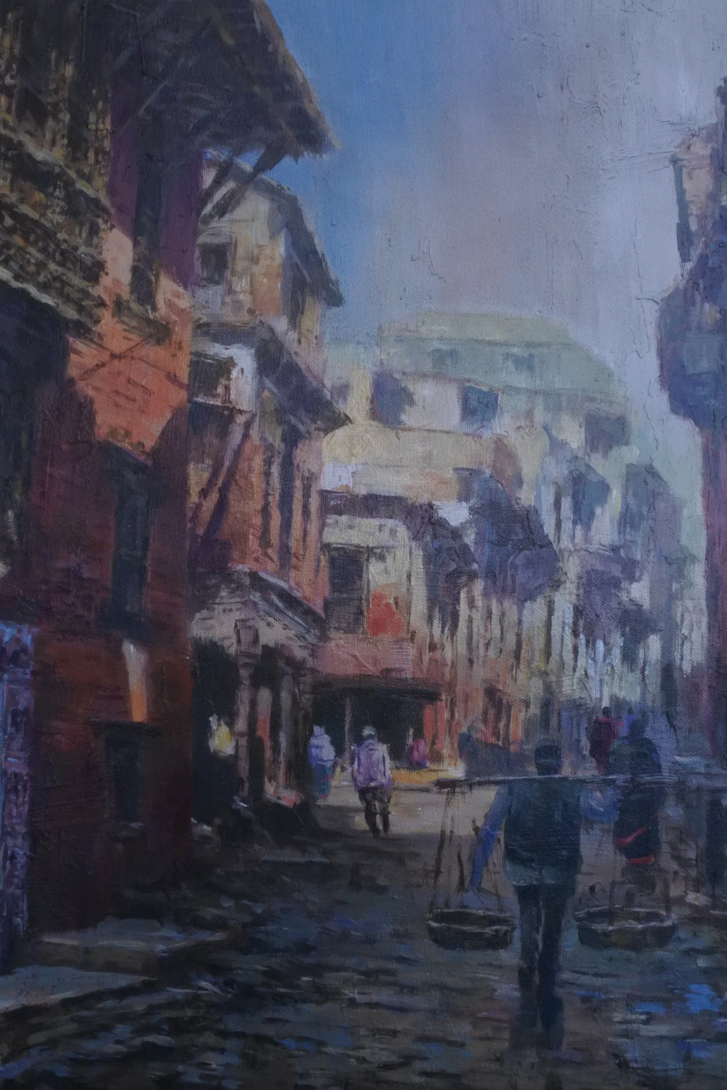 Bhaktapur Heritage Street – Original Nepal Cityscape in Acrylic