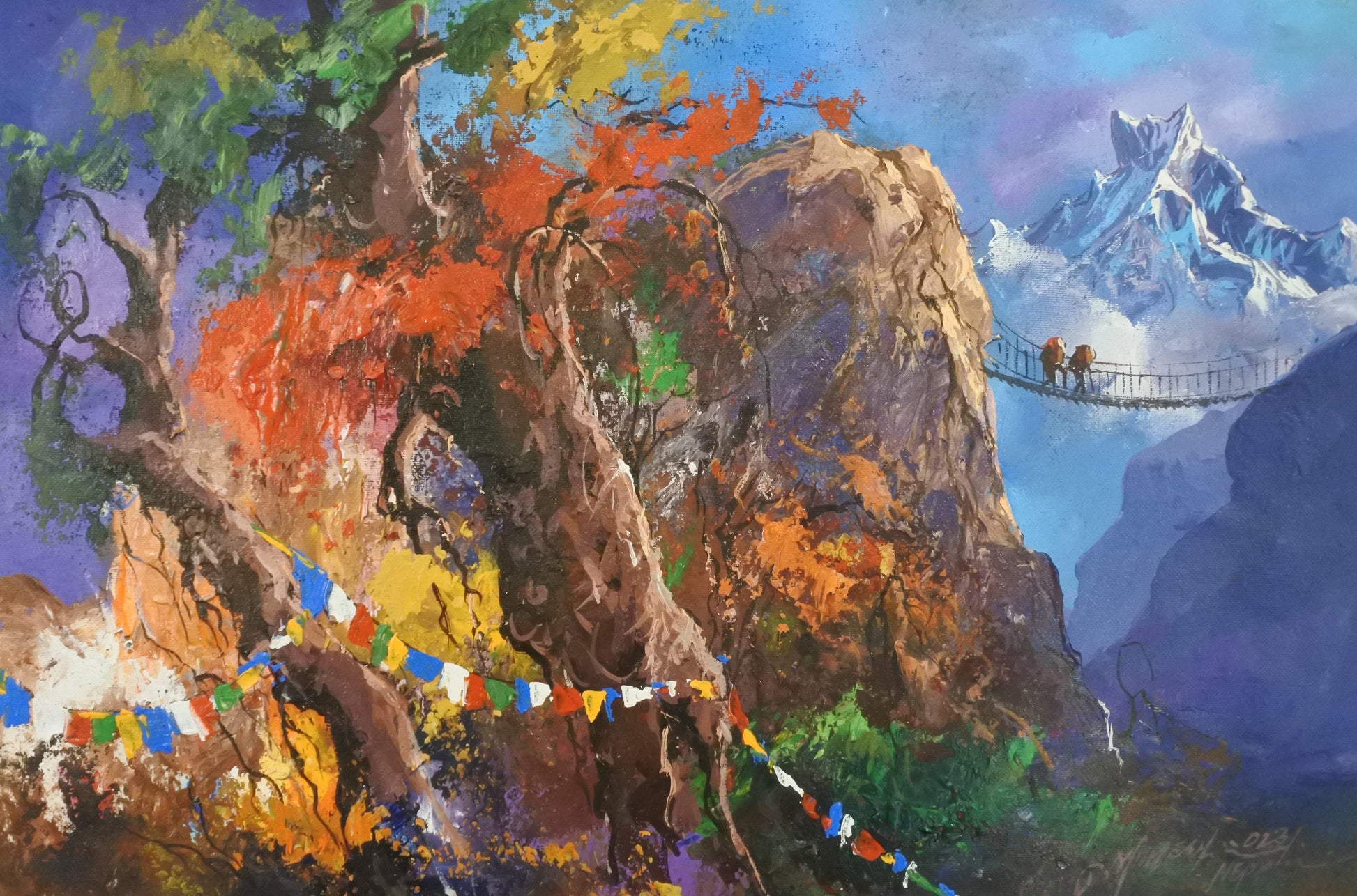 Annapurna South, Annapurna Range, Abstract Art, Acrylic Art, Monument Art, Nepali Art, Nepalese Art, Colorful Art, Vibrant Art, Landscape in Abstract, Fishtail, Machhapucchare