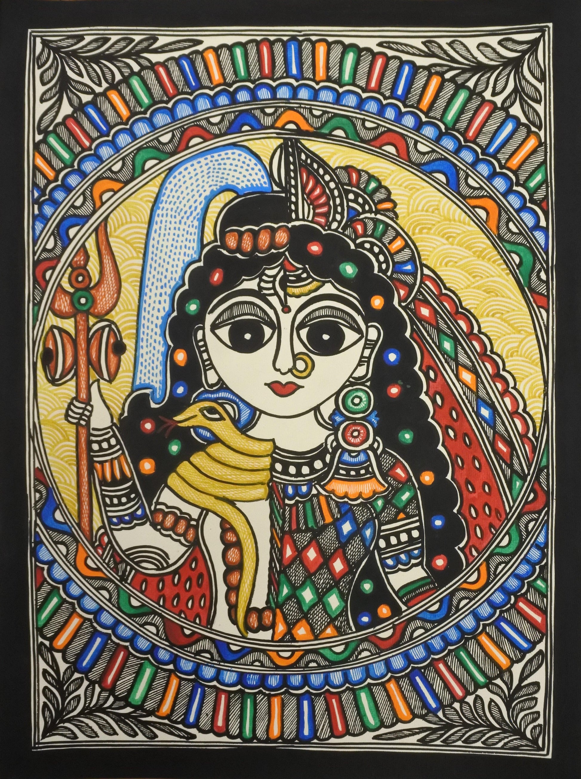 Shiva, Shiva Shakti, Mithila Art, Artworks, Paintings, Madhubhani Art, Gods and Goddesses