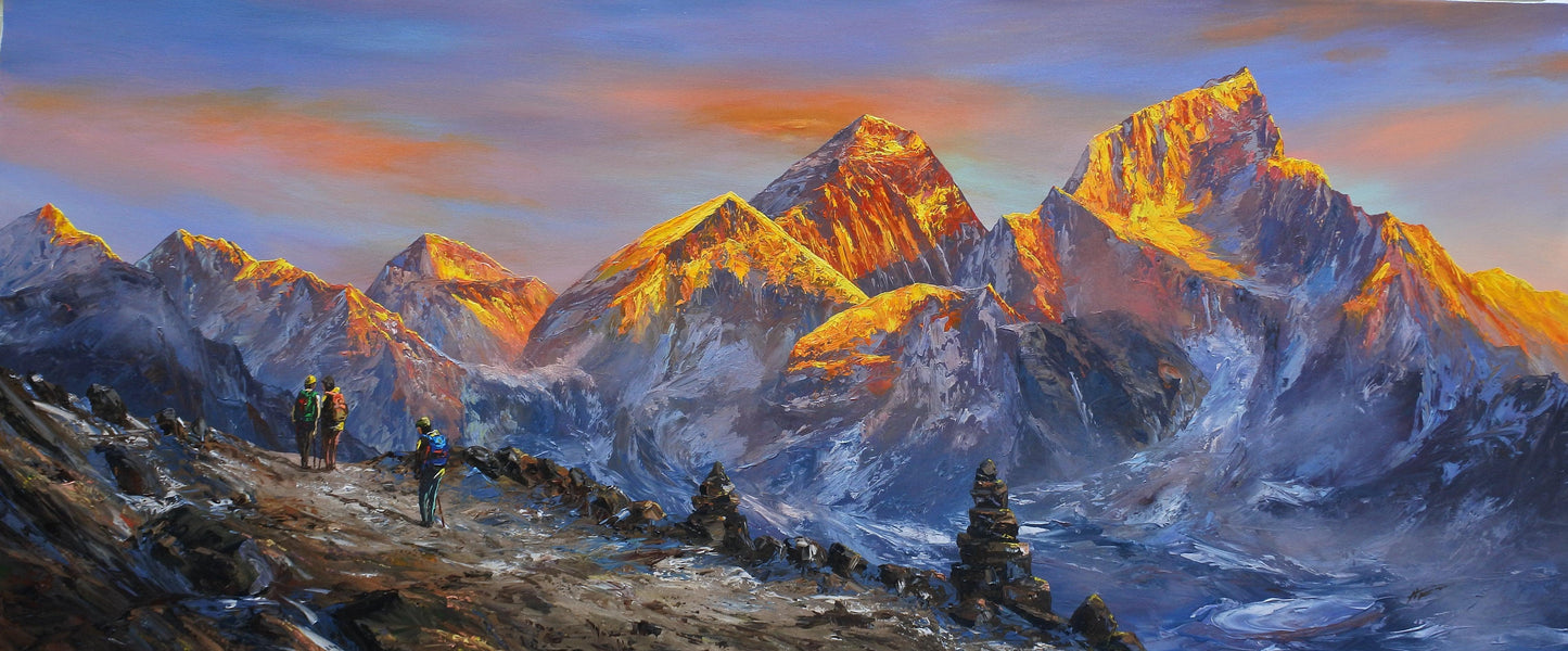 Everest Range panorama in Sunset