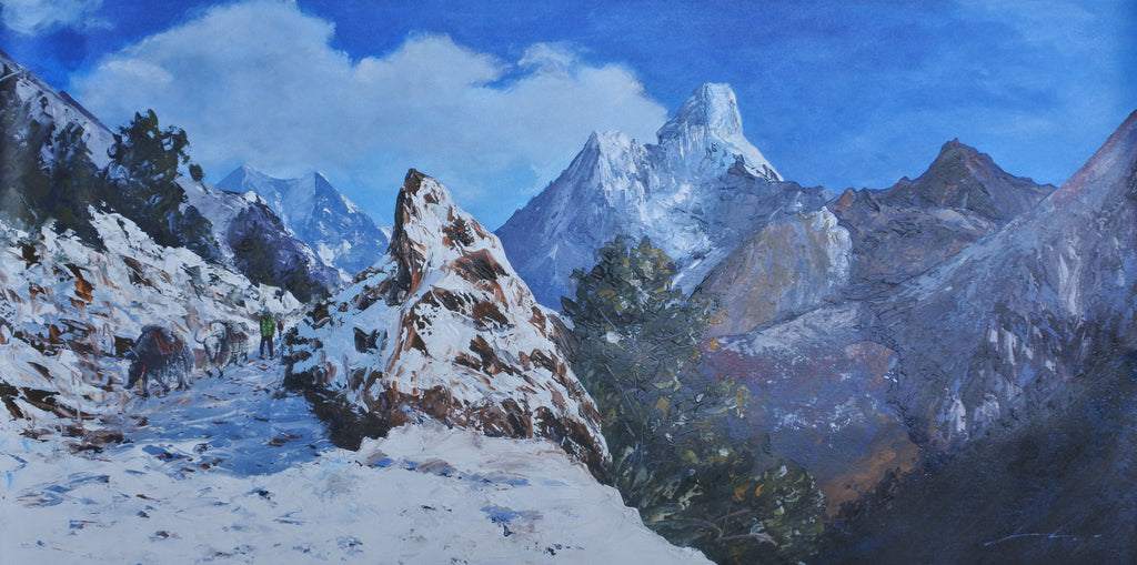 Mt. Ama Dablam with Himalayan Yaks