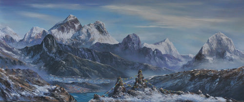 Everest Himalayan Panorama Original Landscape Painting