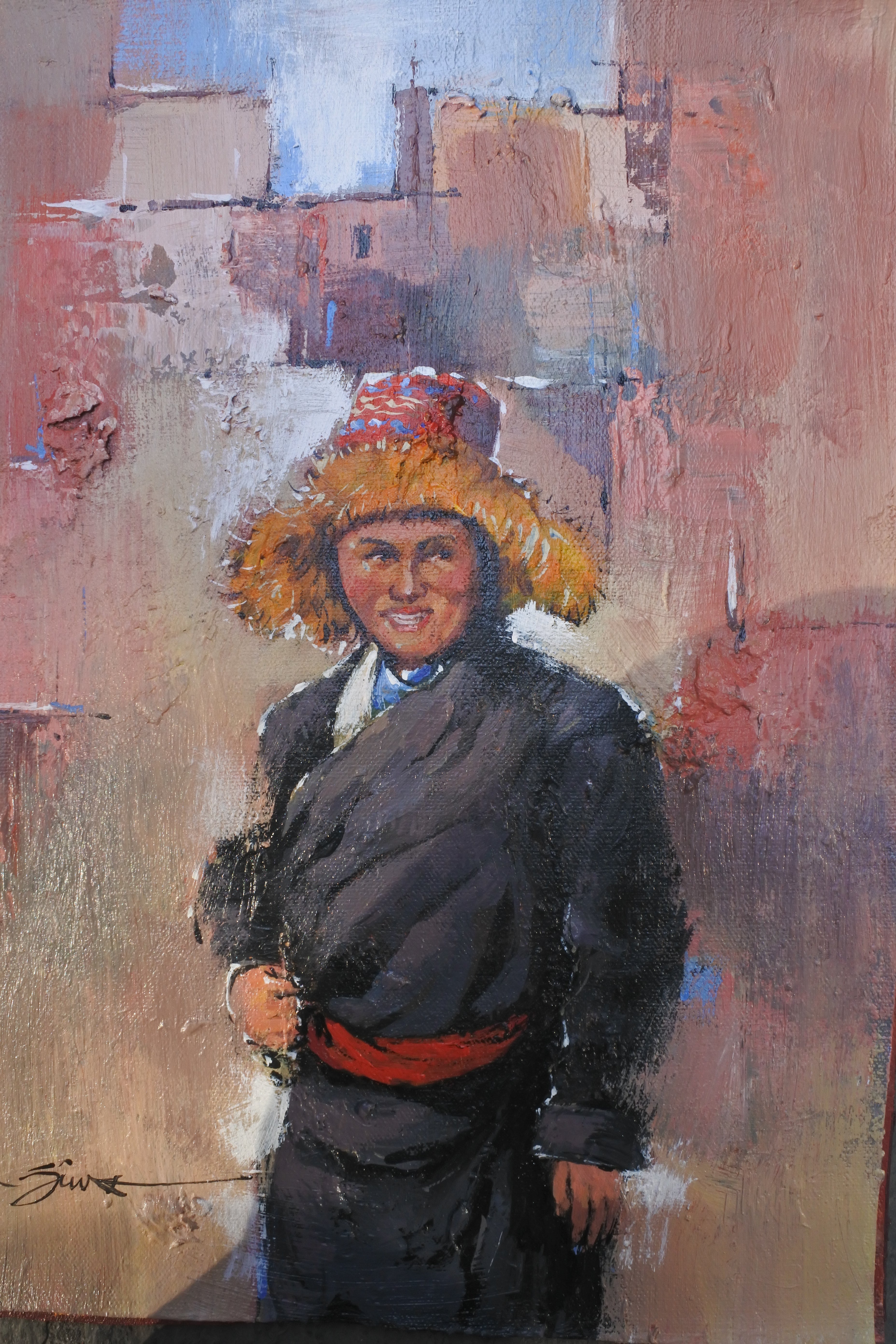 Portrait of a Lovely Lady, Nepalese Abstract Art