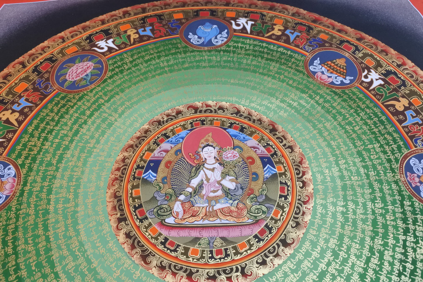 White Tara Mandala with Auspicious Symbols of Buddhism