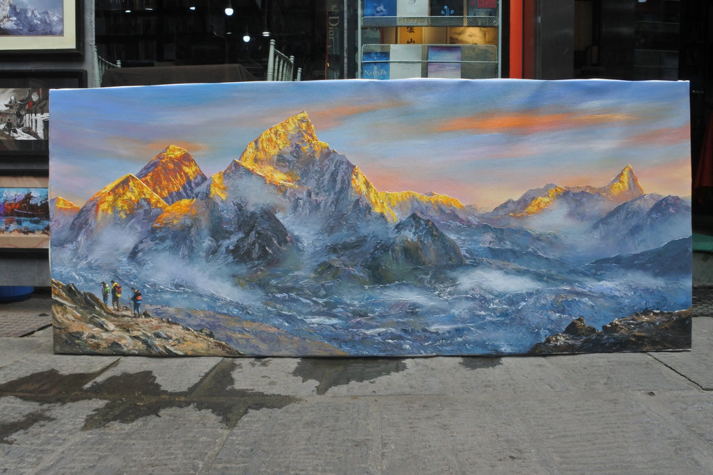 Everest Range panorama with Trekkers, View from Kala Patthar