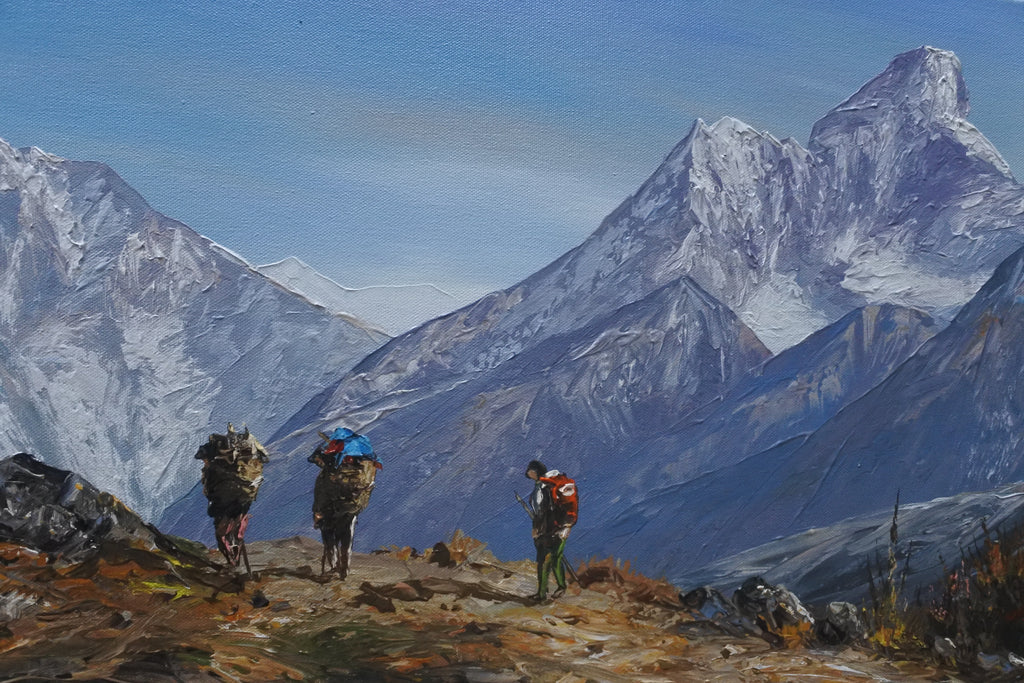 Trekkers Appreciating splendid views - Mt. Everest & Mt. Ama Dablam