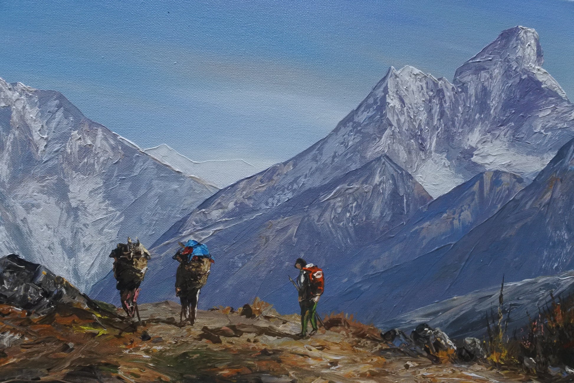 Trekkers Appreciating splendid views - Mt. Everest & Mt. Ama Dablam