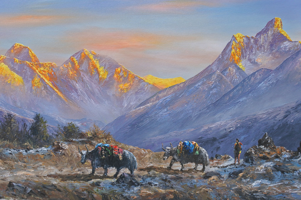 Mt. Everest Range Paranoma, Kala Patthar with Himalayan Yaks