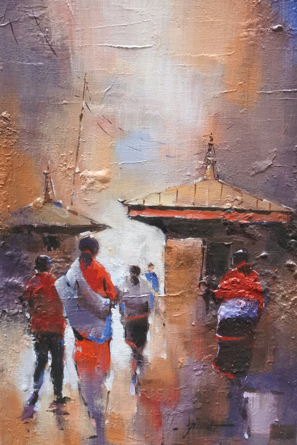 Quiet Passage – Original Figurative Painting Inspired by Temple Streets