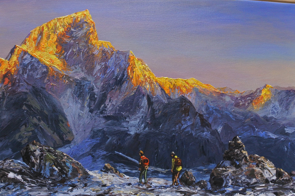 Golden Sunrise of the Everest Range - Original Himalayan Painting