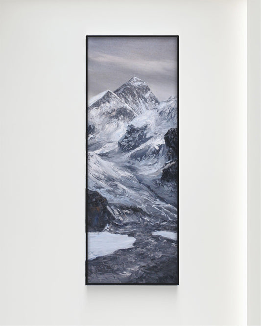 Mount Everest Painting in Black and White