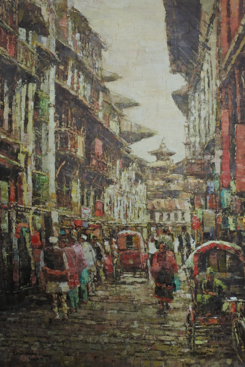Kathmandu painting, Asan market painting, Indra Chowk artwork, Nepal wall art, Nepal painting, Kathmandu cityscape art, Nepalese artwork, handmade Nepal painting, Kathmandu street painting, Nepal cultural art, Nepal home decor, Nepal souvenir artwork, traditional Nepal painting.