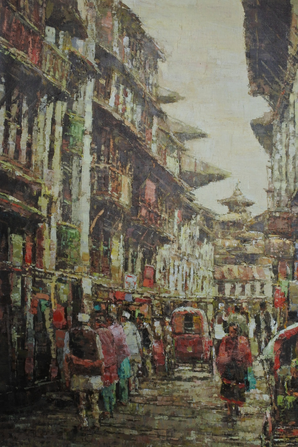 Indra Chowk & Asan Market Painting – Kathmandu Street Life