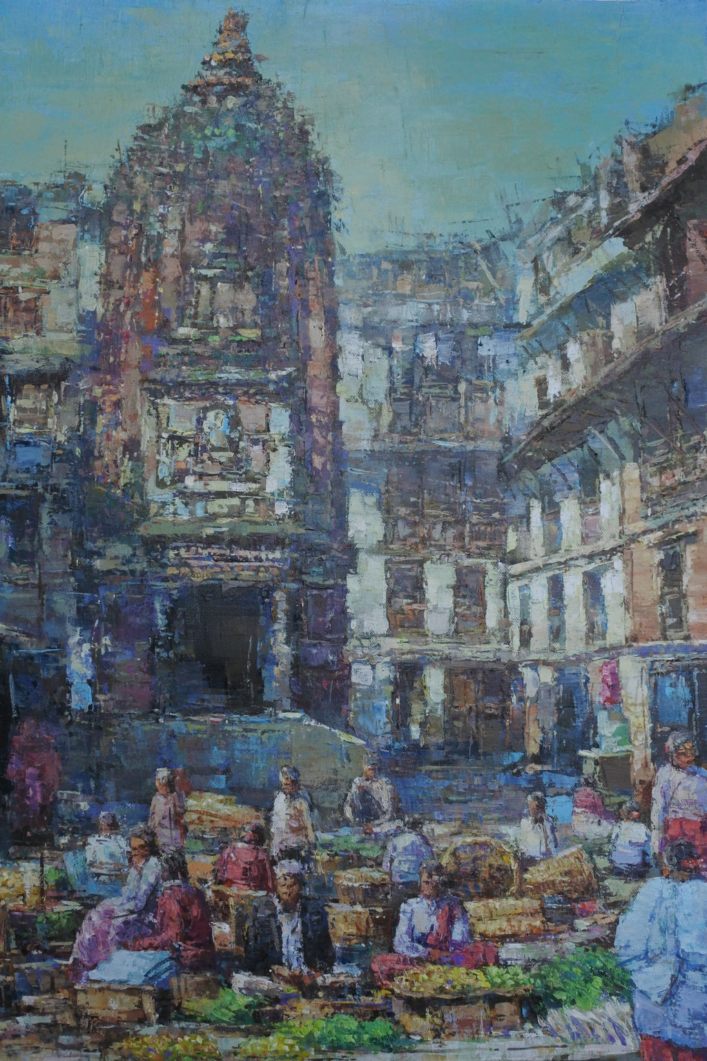 Maru Kathmandu Nepal Painting – Original Handmade Cityscape Art