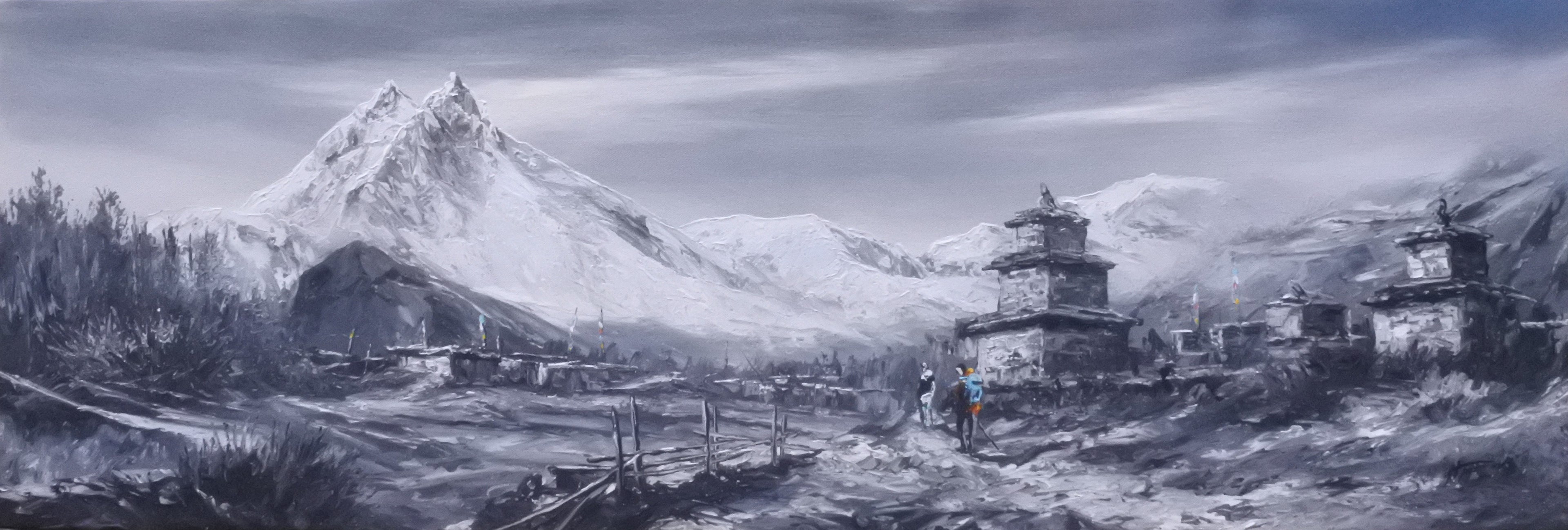 Manaslu Himalayan Landscape in Oil