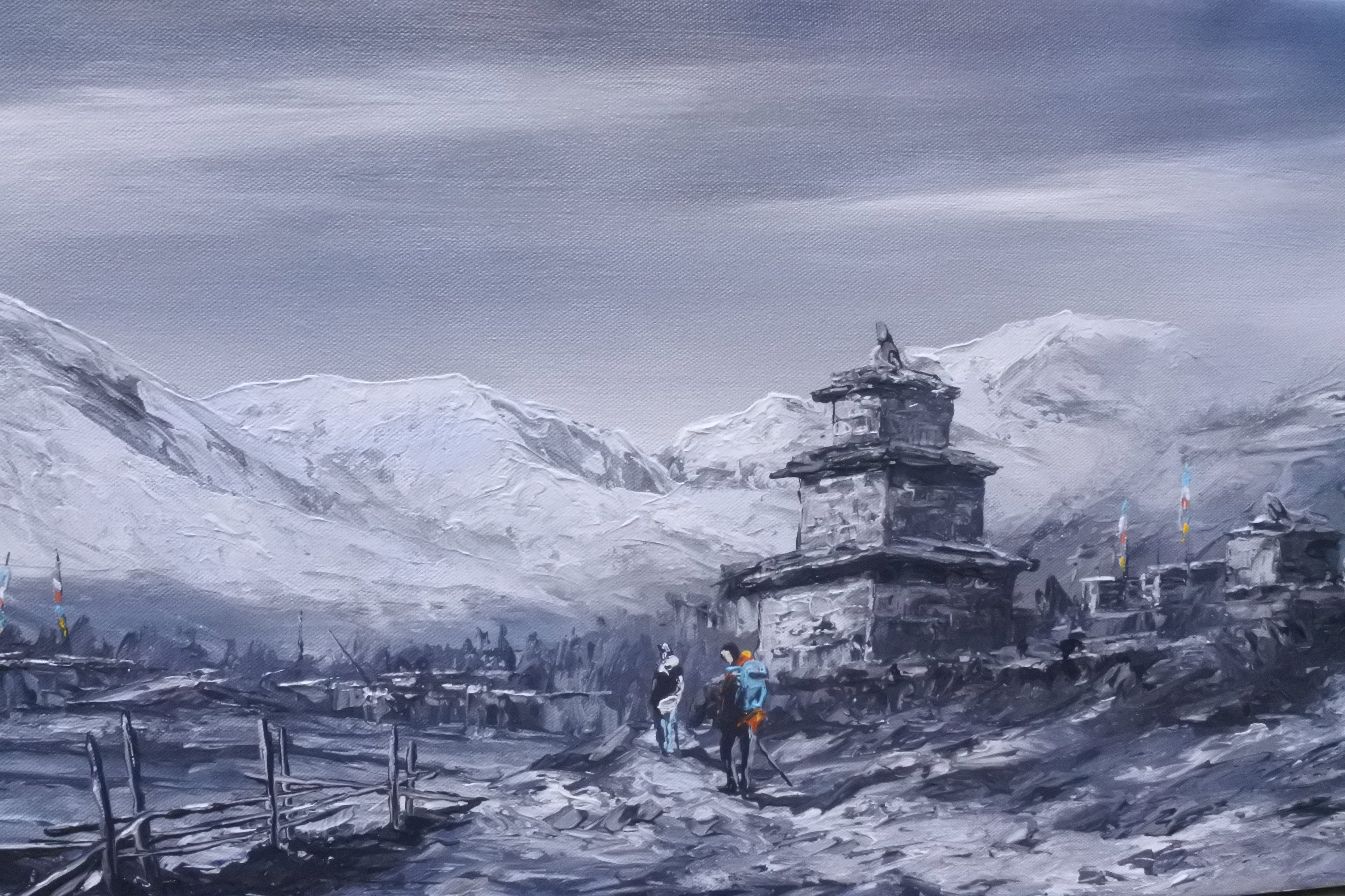 Manaslu Himalayan Landscape in Oil
