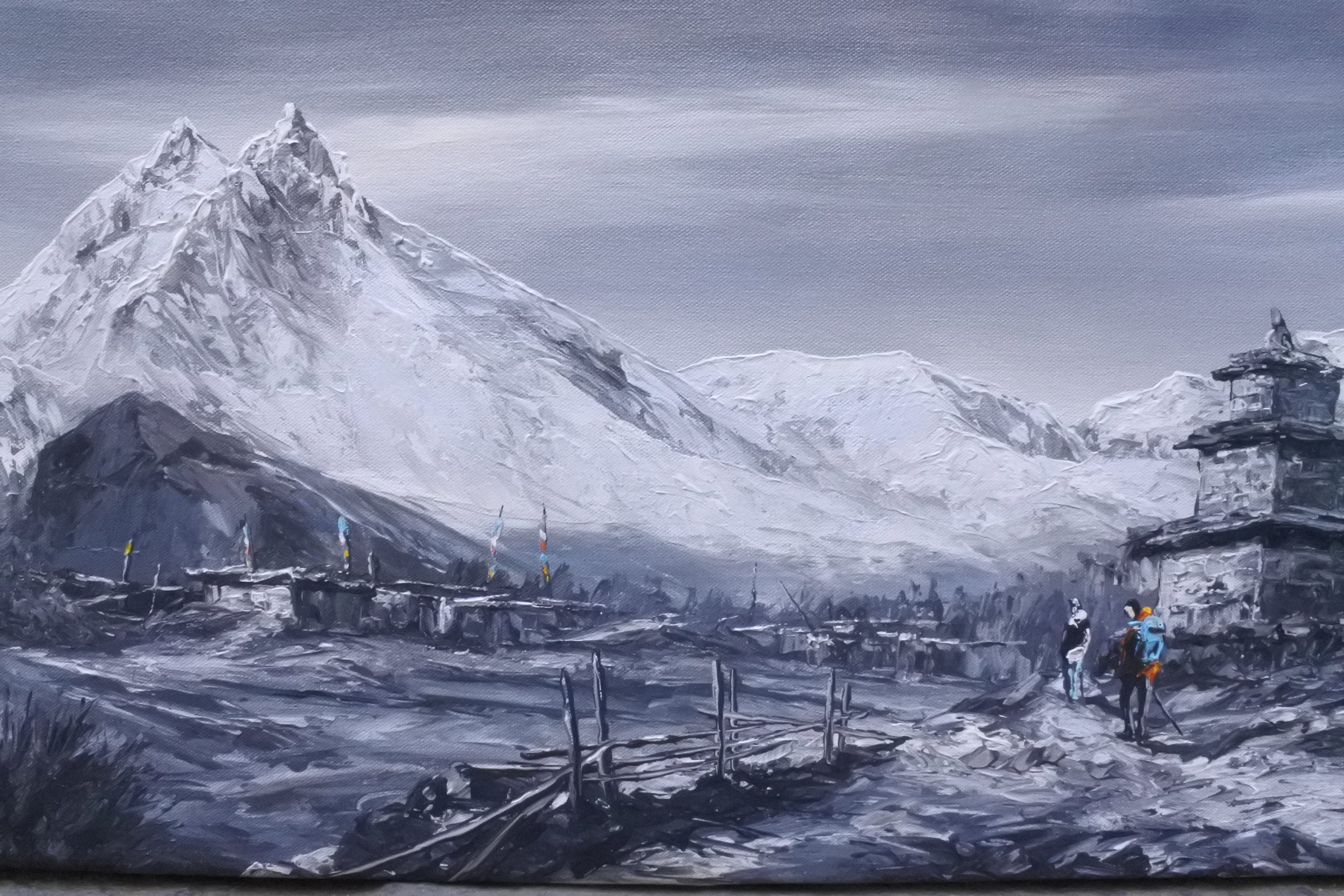 Manaslu Himalayan Landscape in Oil