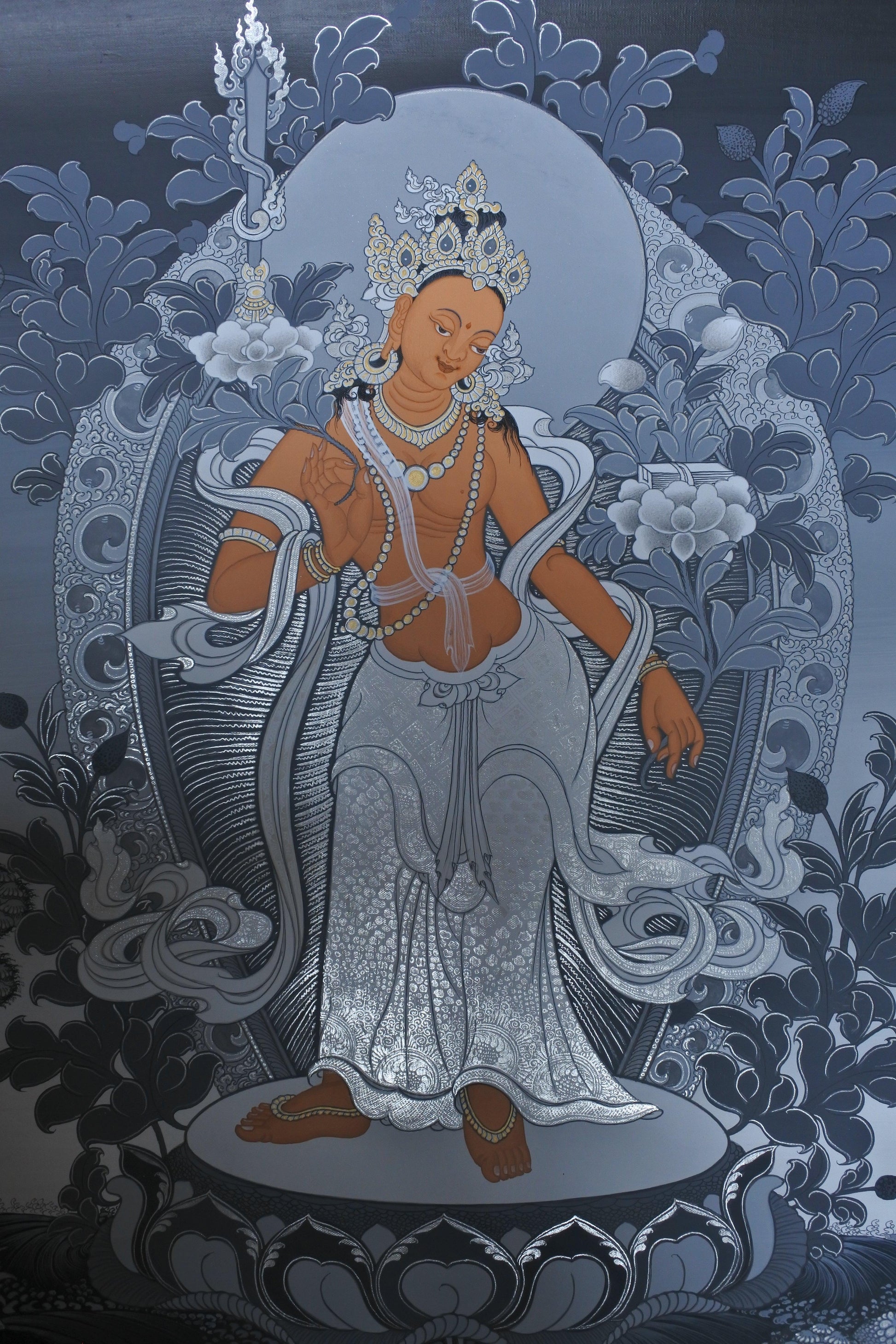 Standing Manjushri, Traditional Thangka, Tibetan Thangka, Manjushri Thangka, Tibetan Thangka