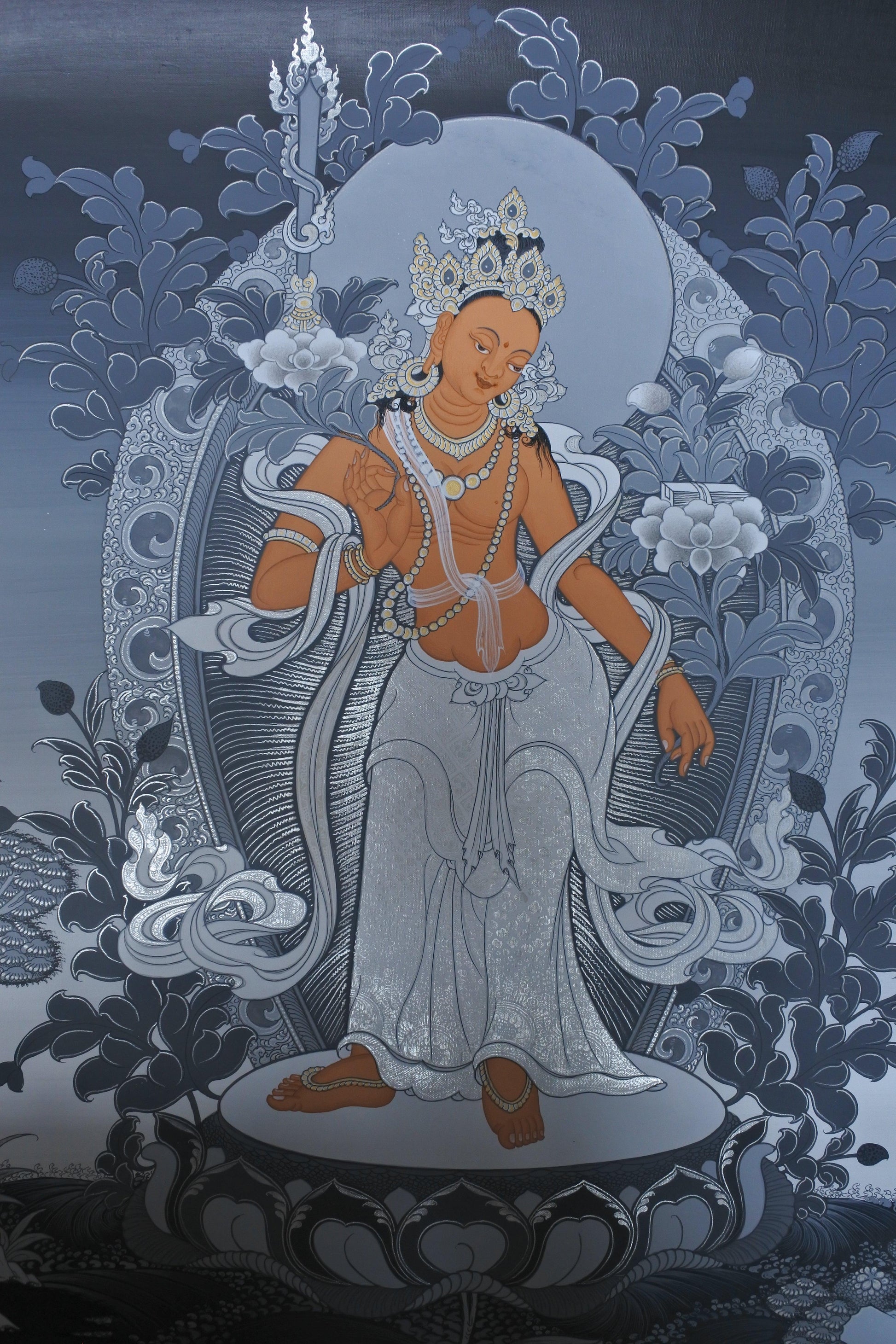 Standing Manjushri, Traditional Thangka, Tibetan Thangka, Manjushri Thangka, Tibetan Thangka