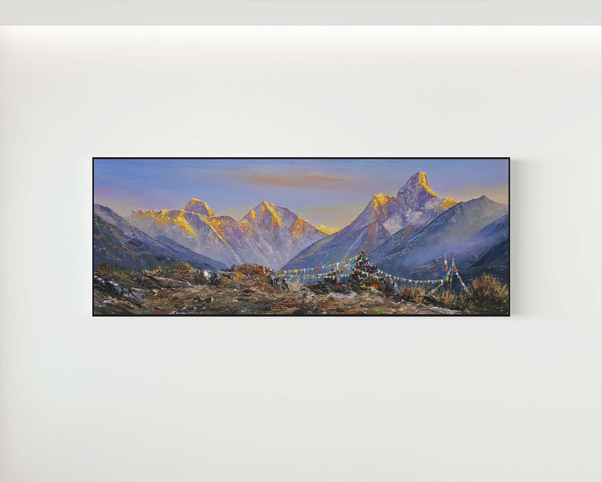 Mt. Everest and Mt. Ama Dablam during Sunset - Original Himalayan Landscape
