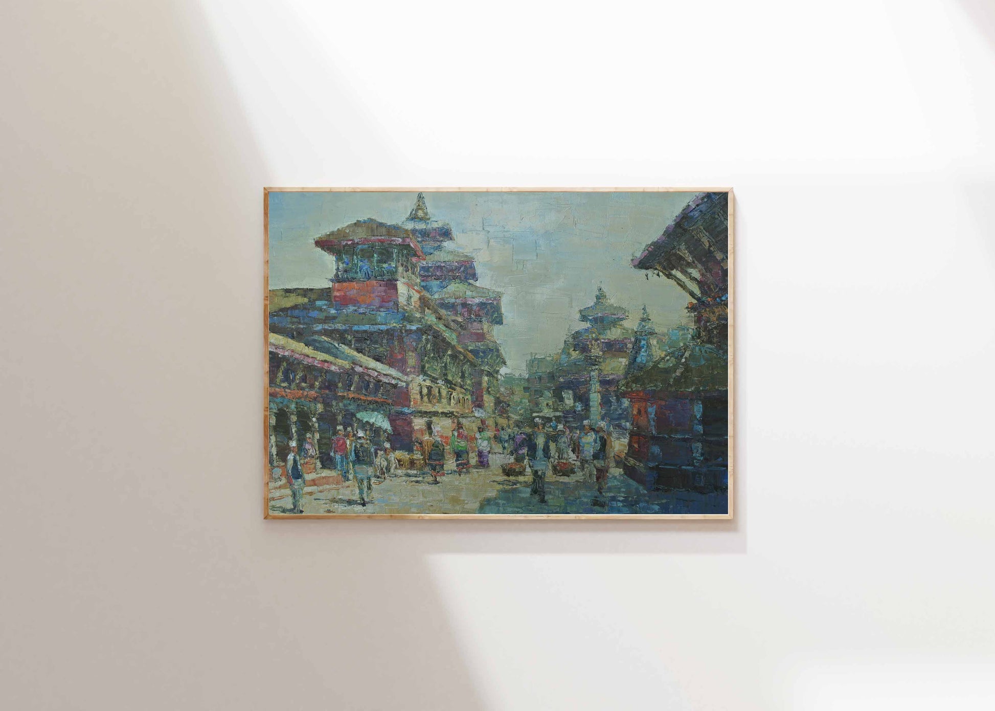 Patan Durbar Square artwork,original painting for sale, cultural wall art, 
fine art painting online, collectible Nepal artwork, wall art for modern interiors