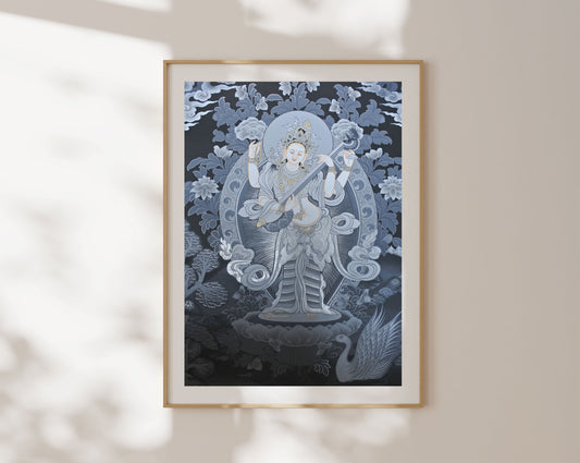 Goddess, Saraswati, Thangka, Tibetan Art, Nepalese Art