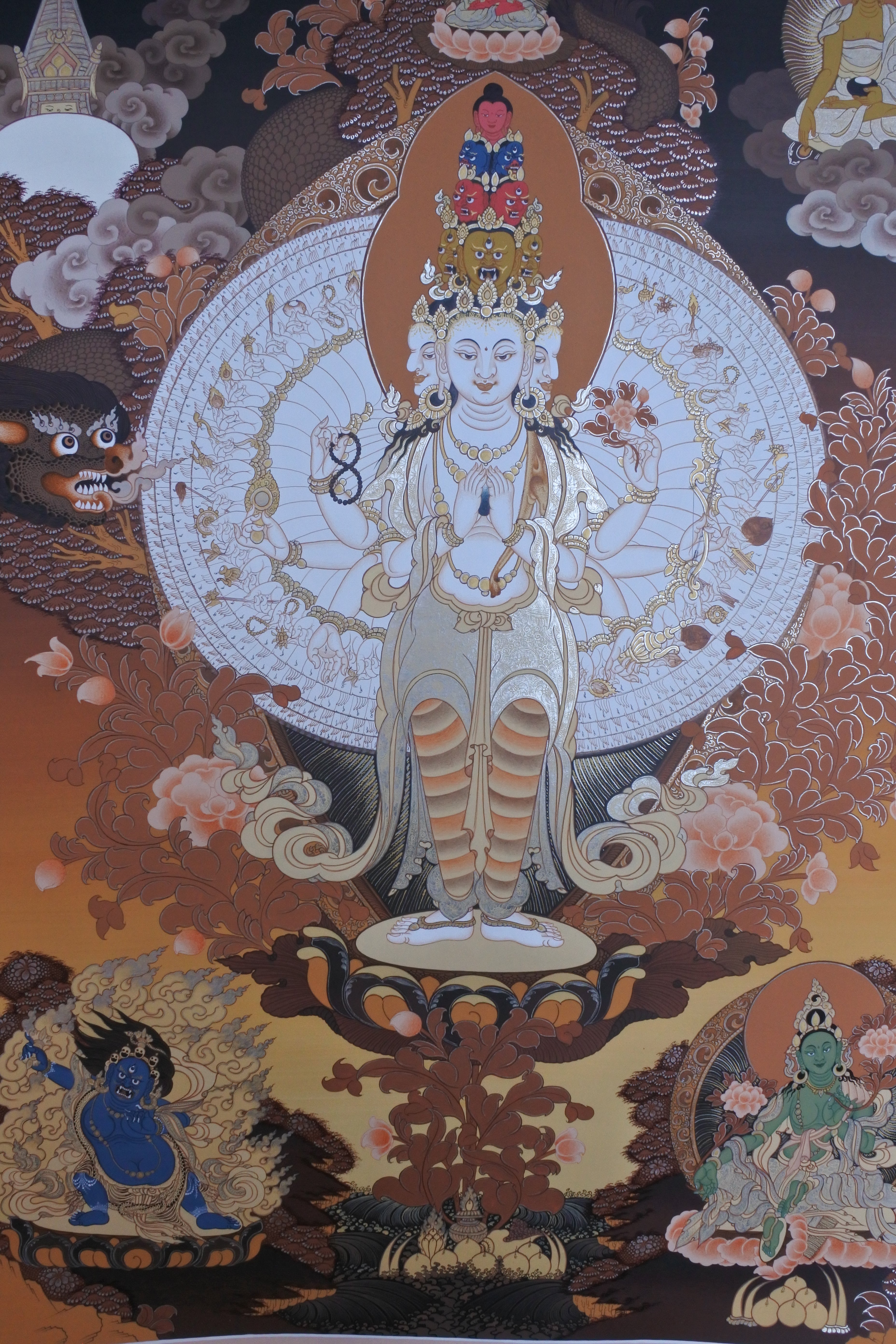 Lokeshwor painting, Avalokiteshvara art, handmade Buddhist art, compassion Buddha painting, Nepali thangka, spiritual home decor, bodhisattva artwork, sacred art Nepal.