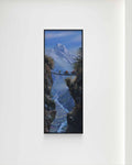 Hand-painted Himalayan mountain scene featuring Mount Everest
