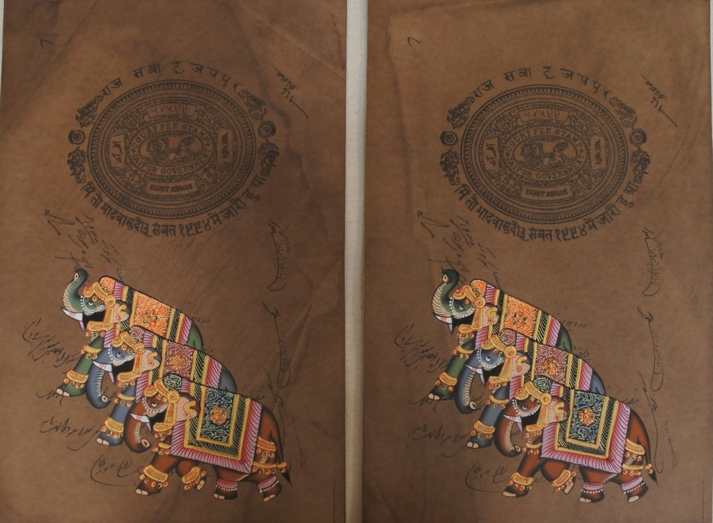 Royal Elephant Family : Royal Jaipur Stamp Paper Series – Sacred Hindu Art Collection