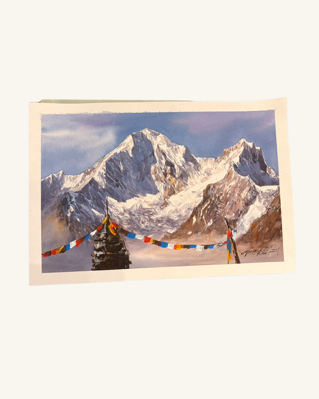 water color paper, mountain art, langtang artwork