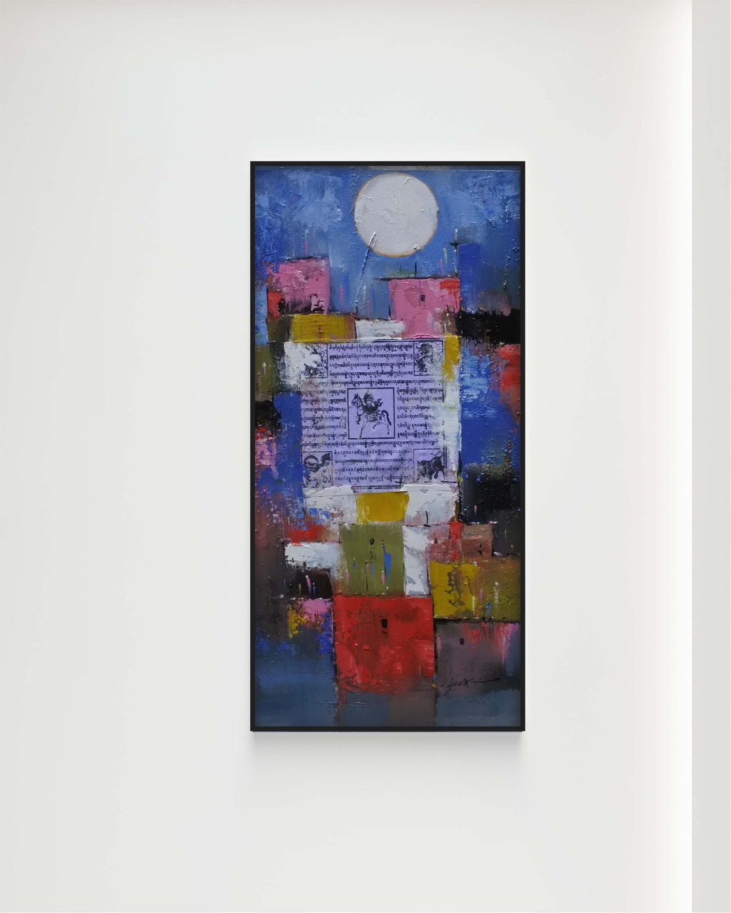 A contemporary abstract spiritual painting from Nepal, the Prayer Series explores devotion, memory and contemplation through layered colour, texture and symbolic forms. A distinctive original work for collectors of modern abstract and spiritual art.