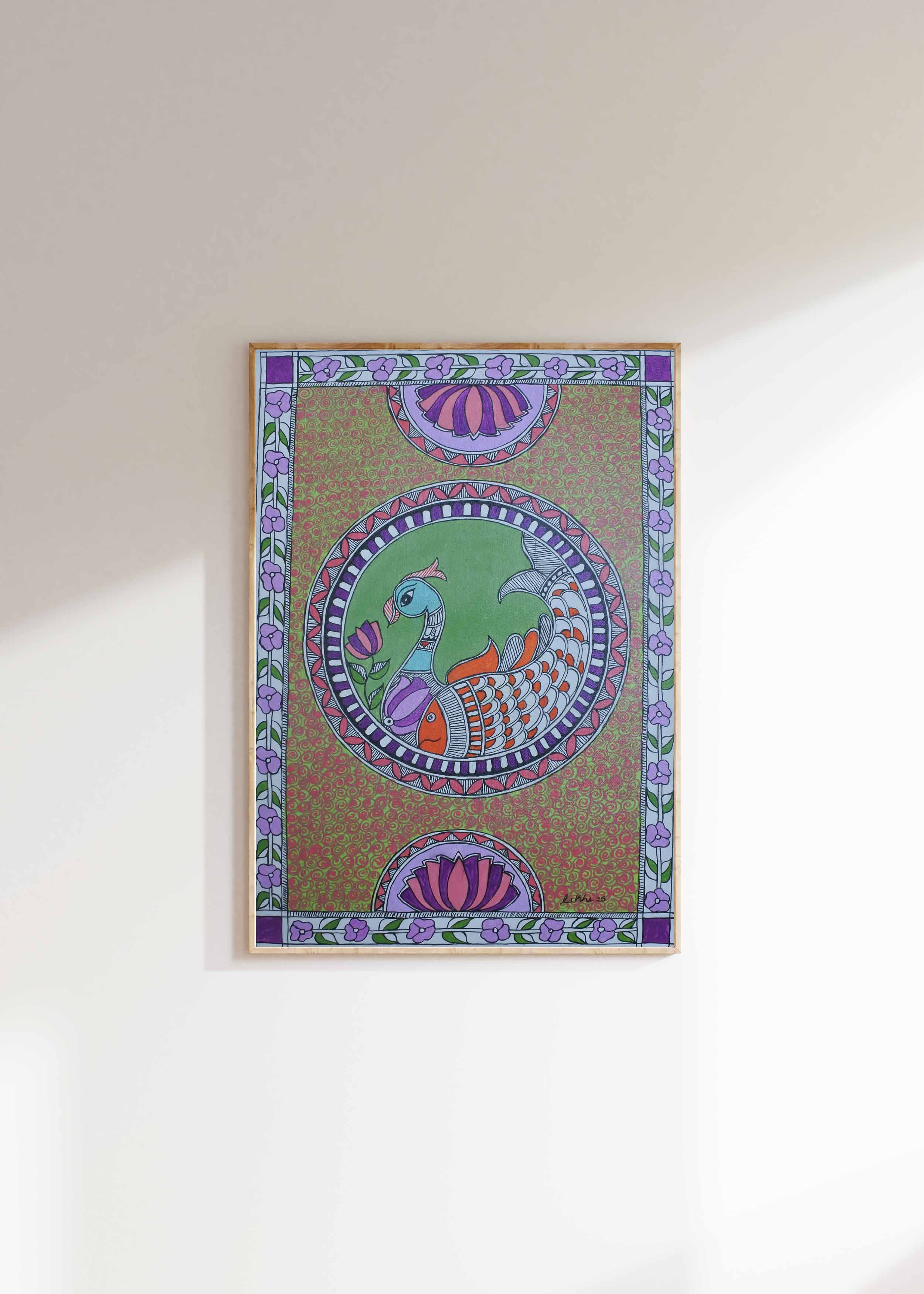 Mithila Painting Nepal
Madhubani Art Handmade
Traditional Mithila Artwork
Hand-painted Nepali Folk Art
Spiritual Wall Art
Cultural Art from Nepal
Symbolic Art Painting