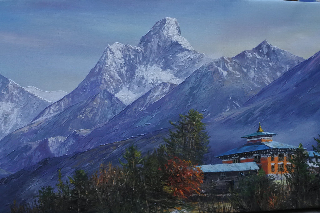 Tengboche Monastery – A Himalayan Stillness (Original Oil Painting)