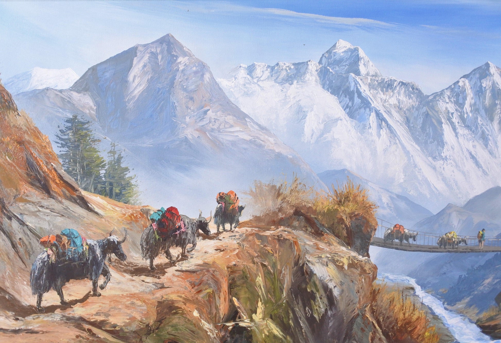 Mt. Everest and Ama Dablam with Himalayan Yaks Painting