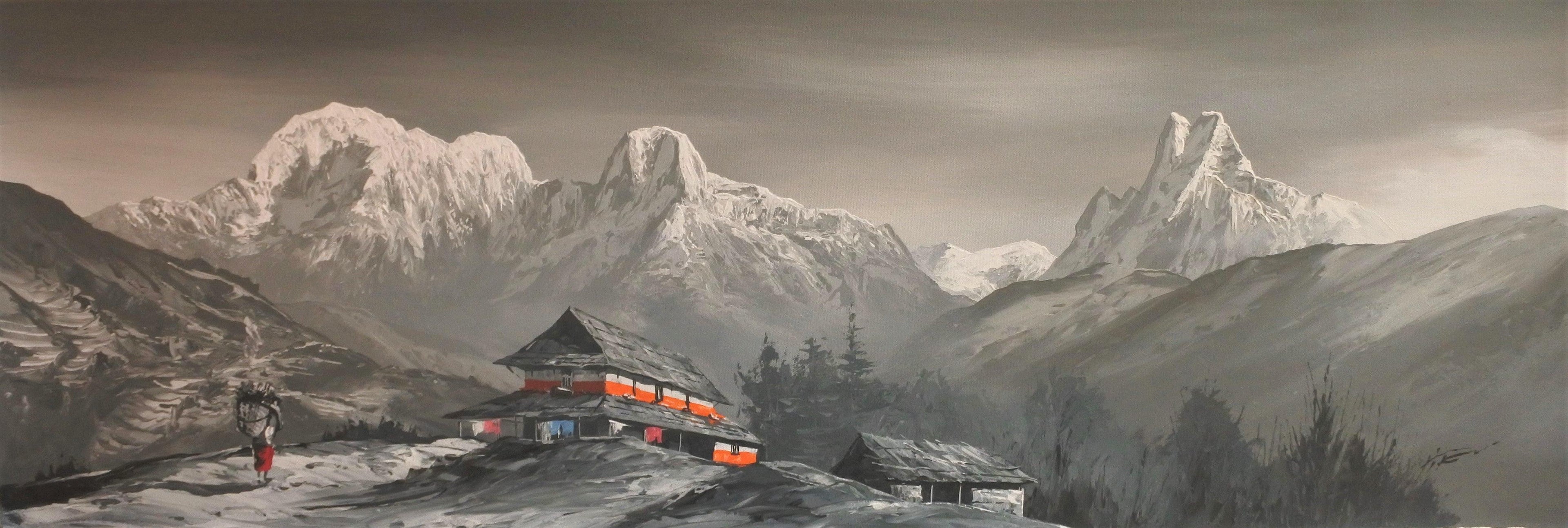 Annapurna South & I, Himchuli and Mt. FishtaiI, Ghandruk Village