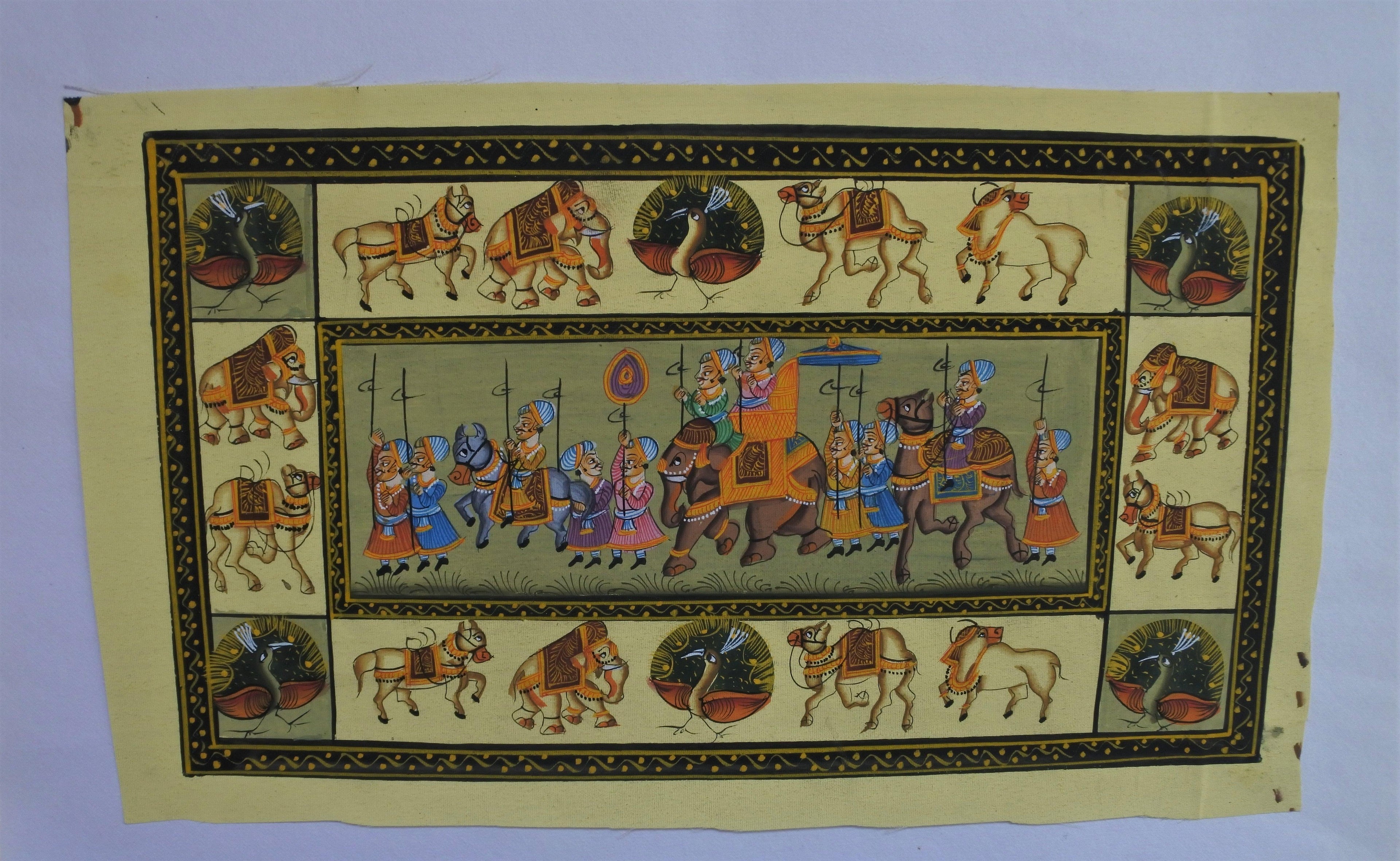 Royal Rajput Procession on Silk Cloth