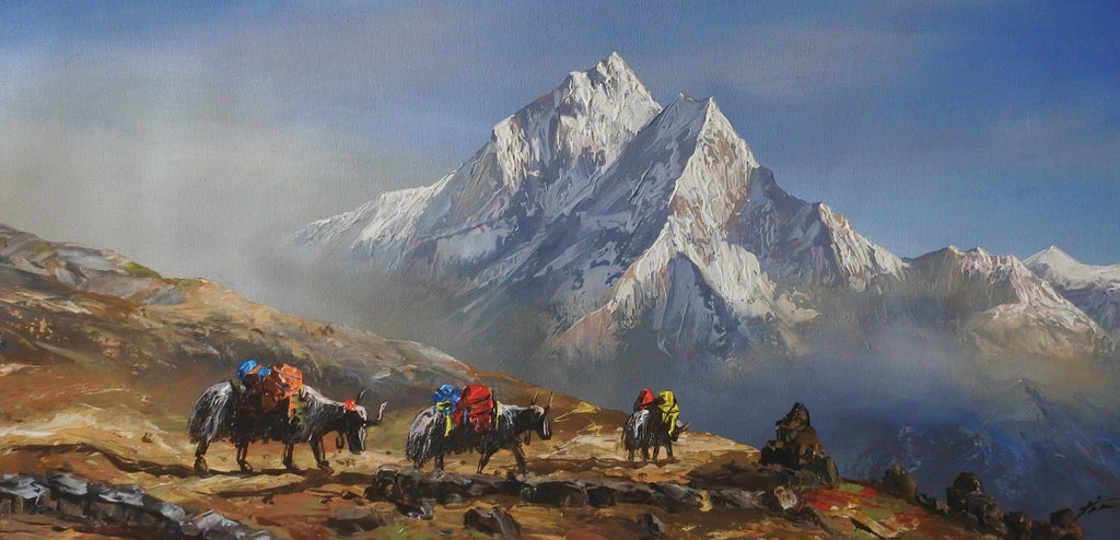 Mt. Ama Dablam Backview with Himalayan Yaks