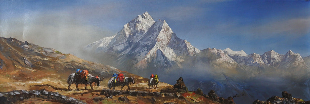 Mt. Ama Dablam Backview with Himalayan Yaks