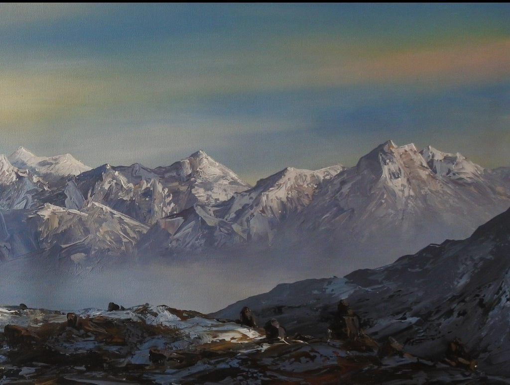 Ama Dablam Backview, Himalayan Yaks, Misty, Nepal, Himalayan Range