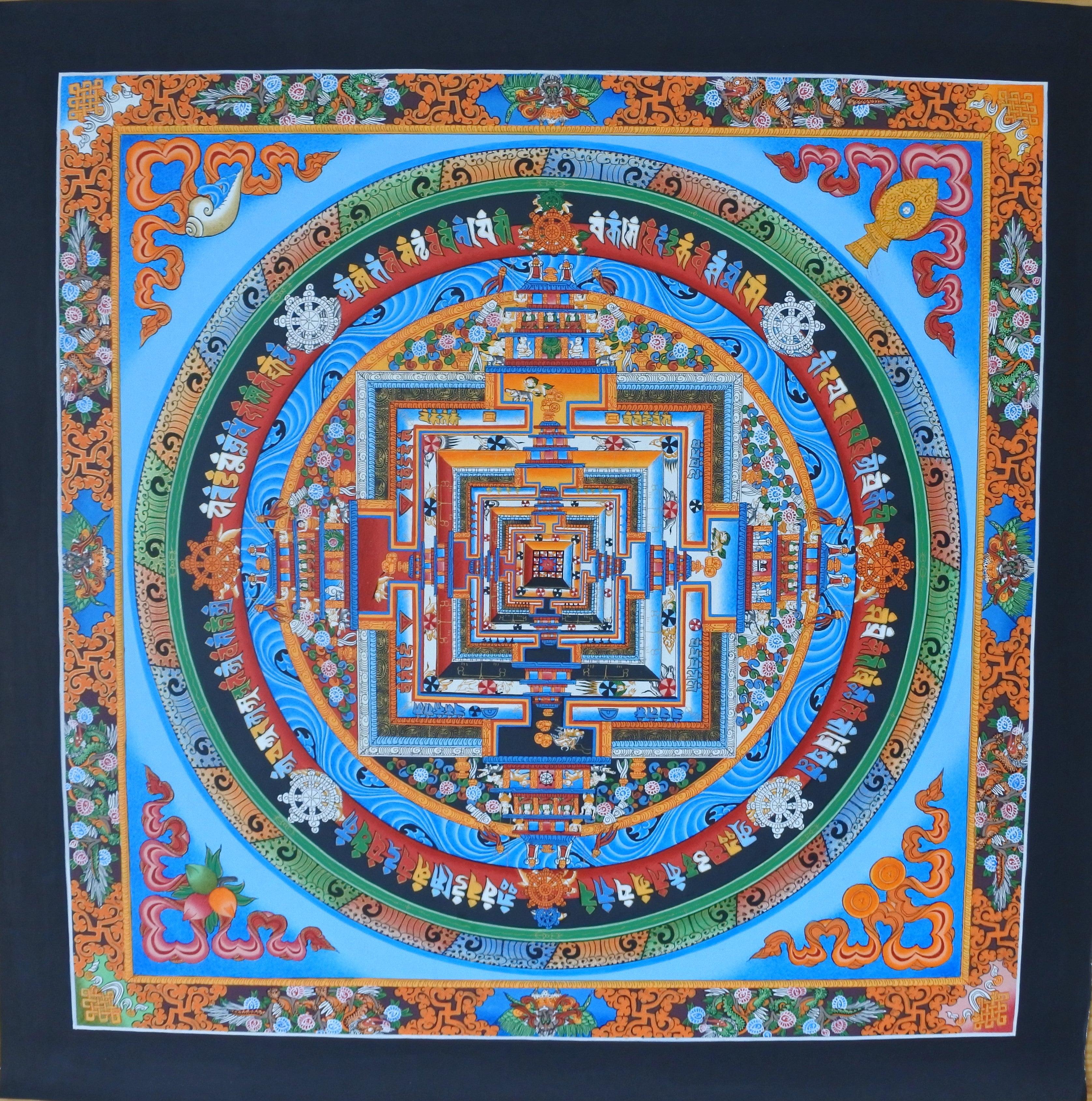 Wheel of time, Kalachakra, Mandala, Gold Mandala, Tibetan Mandala, 24Karat Gold, Traditional Mandala