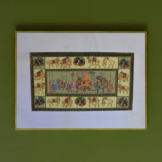 Royal Rajput Procession on Silk Cloth