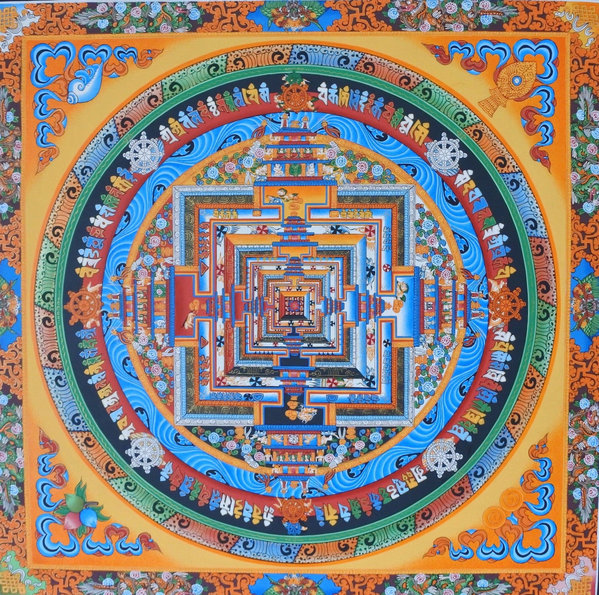 Wheel of time, Kalachakra, Mandala, Gold Mandala, Tibetan Mandala, 24Karat Gold, Traditional Mandala