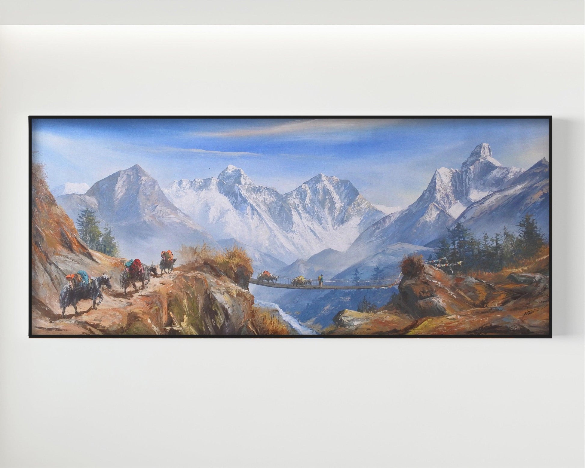 Mt. Everest and Ama Dablam with Himalayan Yaks Painting